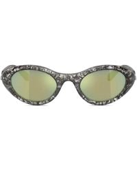 DIESEL - Logo-Plaque Oval-Frame Sunglasses - Lyst