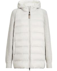Brunello Cucinelli - Hooded Knit-Sleeve Jacket - Lyst