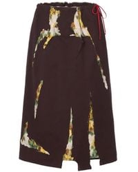 Prada - Bonded Gabardine Skirt With Devoré Effect - Lyst