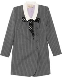 Valentino Garavani - Robe Courte À Fines Rayures, Pois Et Nœud - Lyst