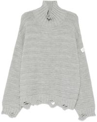 MM6 by Maison Margiela - Turtleneck Frayed Sweater - Lyst