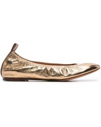 Lanvin - Metallic Leather Ballerina Shoes - Lyst