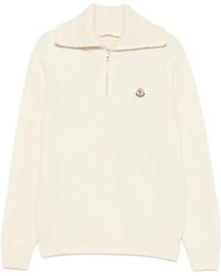 Moncler - Half Zip Logo Sweater - Lyst