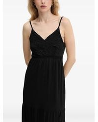 Morgan - Robe Longue Volanté À Broderie Anglaise - Lyst