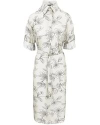 Lorena Antoniazzi - Floral-Pattern Tie-Belt Midi Dress - Lyst