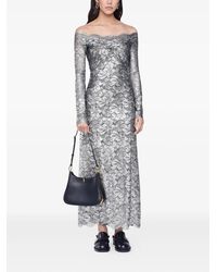 rabanne lace-paneled satin maxi dress Rabanne lace-trimmed silk satin maxi dre by Rabanne