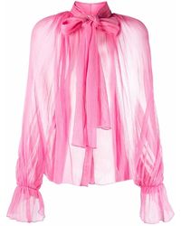 Atu Body Couture - Semi-sheer Pussybow Silk Blouse - Lyst