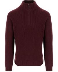 Woolrich - Gerippter Pullover mit kurzem Reißverschluss - Lyst