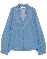 Ba&sh - Blusa Lay vaquera con volantes - Lyst