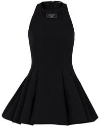 Balmain - Vestido Acampanado Plisado De Grain De Poudre, Mujer, Talla - Lyst