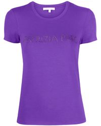 Patrizia Pepe - T-Shirt Mit Strass-Logo - Lyst