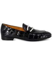 Madison Maison - Leather Croc Embossed Pearl Flat Loafer - Lyst