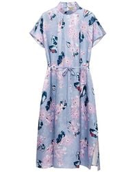 Shanghai Tang - Floral-Print Silk Midi Dress - Lyst