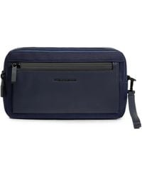 Piquadro - Logo-Plaque Zip-Fastening Clutch Bag - Lyst