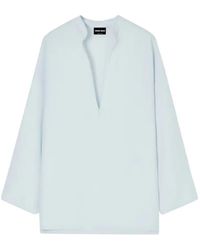 Giorgio Armani - Blouse À Col V Décolleté Et Manches Longues - Lyst