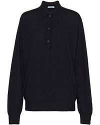 Prada - Long-sleeve Cashmere Polo Shirt - Lyst