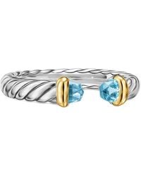David Yurman - Sterling And 14K Petite Cable Topaz Ring - Lyst