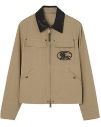 Burberry - Leather Collar Cotton Workwear Jacket - Lyst