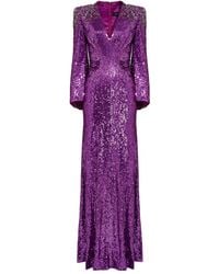 Jenny Packham - Sequin-Embellished V-Neck Maxi Dress - Lyst