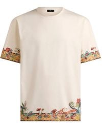 Etro - Cotton Jersey T-Shirt With Placed Paisley Print - Lyst