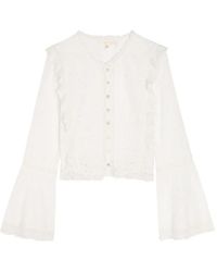 LoveShackFancy - Hawthorn Eyelet Broderie-Anglaise Ruffled-Trim Blouse - Lyst