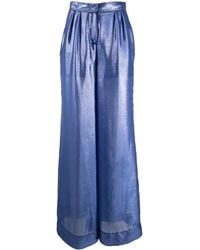 Alberta Ferretti - Metallic-Finish Wide-Leg Trousers - Lyst