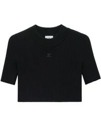 Courreges - T-shirt crop a coste - Lyst