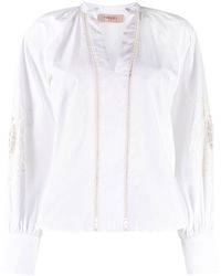 Twin Set - Embroidered V-neck Blouse - Lyst