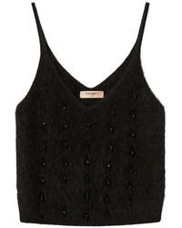 Twinset - Brushed Wool-Blend Top With Embroidery - Lyst
