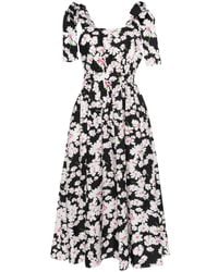 MSGM - Midi-Jurk Met Bloemenprint - Lyst