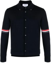 Thom Browne - Cardigan À Bandes Tricolores En Intarsia - Lyst