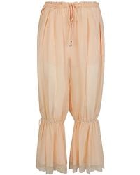 Chloé - Lace-Trimmed Drawstring Cropped Trousers - Lyst
