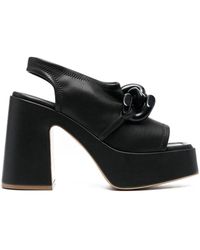 Stella McCartney - Chain-Link 125Mm Block Heel Sandals - Lyst