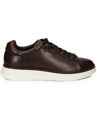 BOSS - Logo-Print Leather Sneakers - Lyst