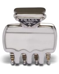 Prada - Metallic Hair Clip With Logo Triangle - Lyst