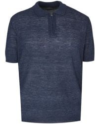 Corneliani - Zip-Fastening Knitted Polo Shirt - Lyst