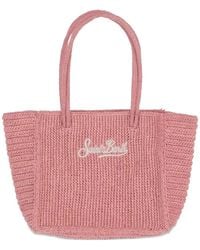 MC2 Saint Barth - Logo-Embroidered Raffia Shoulder Bag - Lyst