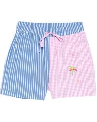 SUSANNA BLU - Striped Embroidered Shorts - Lyst