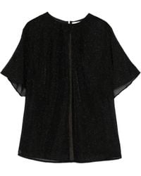 Alysi - Metallic-Threaded Short-Sleeve Blouse - Lyst
