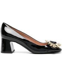 Moschino - 60mm Logo-plaque Leather Pumps - Lyst