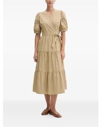 DKNY - Wrap-Detail Tiered Midi Dress - Lyst