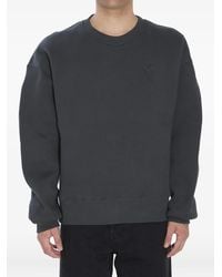 Ami Paris - Embroidered-Logo Fleece Sweatshirt - Lyst
