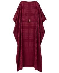 Burberry - Check Buckle Silk Maxi Dress - Lyst