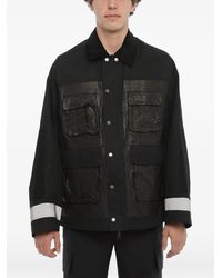 Neil Barrett - Leather-Panelled Ribbed-Collar Shirt Jacket - Lyst