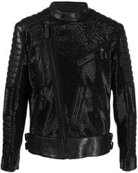 Philipp Plein - Leather Disco Biker Jacket - Lyst