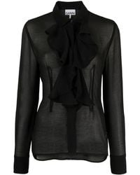 Ganni - Ruffled Chiffon Shirt - Lyst