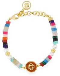 CASABLANCA - Beaded Logo-Plaque Bracelet - Lyst