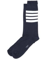 Thom Browne - Lightweight Cotton 4-Bar Mid-Calf Socks - Lyst