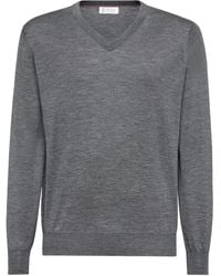 Brunello Cucinelli - Jersey de punto con cuello en V - Lyst