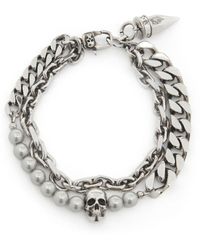 Alexander McQueen - Skull Armband mit Perlen - Lyst